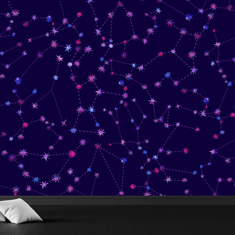 Bright Color Cosmos Wall Mural Stain-Proofing Contemporary Kids Bedroom Wall Decor Black Clearhalo 'Wall Decor' 'Wall Mural' 1806628