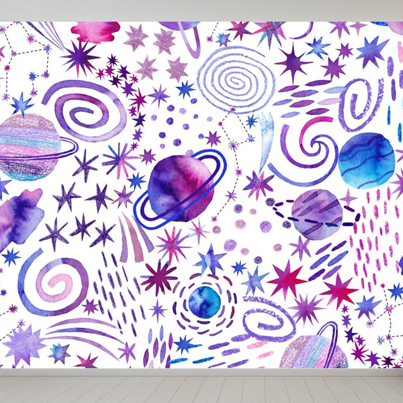 Bright Color Cosmos Wall Mural Stain-Proofing Contemporary Kids Bedroom Wall Decor Clearhalo 'Wall Decor' 'Wall Mural' 1806634