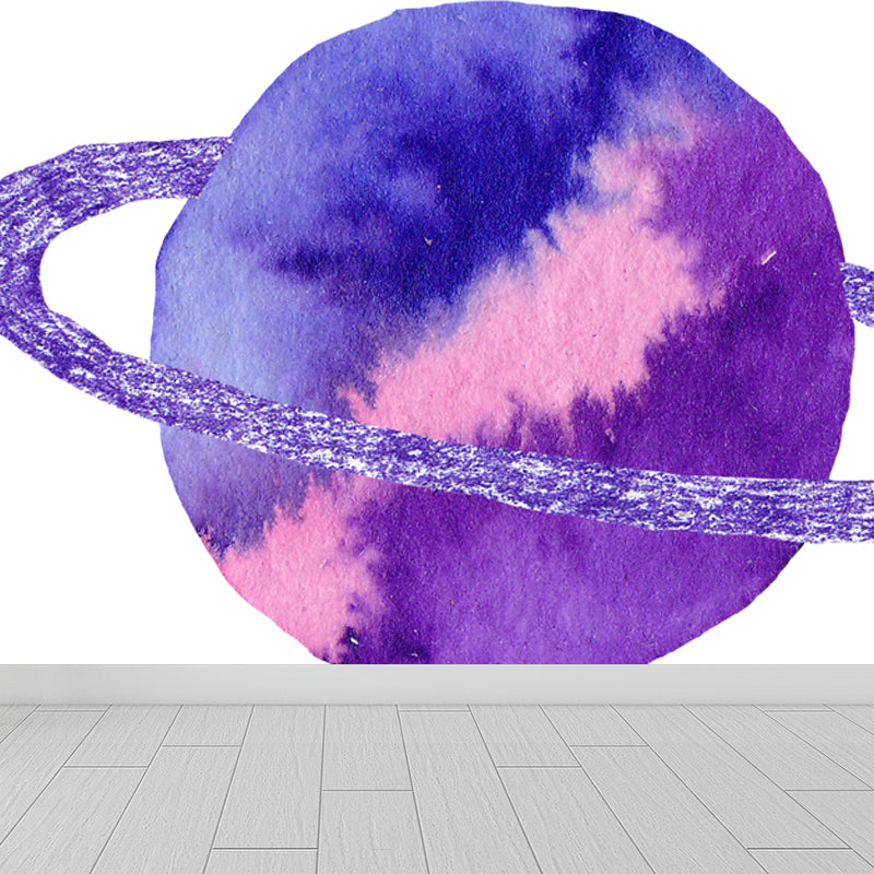 Fictional Ringed Planet Mural Wallpaper Colorful Moisture Resistant Wall Art for Nursery Clearhalo 'Wall Decor' 'Wall Mural' 1806639