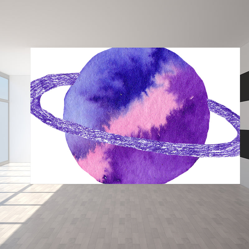 Fictional Ringed Planet Mural Wallpaper Colorful Moisture Resistant Wall Art for Nursery Clearhalo 'Wall Decor' 'Wall Mural' 1806640