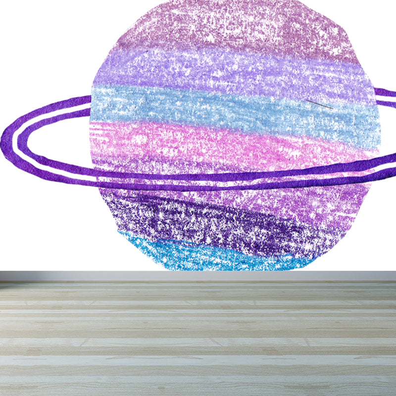Fictional Ringed Planet Mural Wallpaper Colorful Moisture Resistant Wall Art for Nursery Clearhalo 'Wall Decor' 'Wall Mural' 1806644