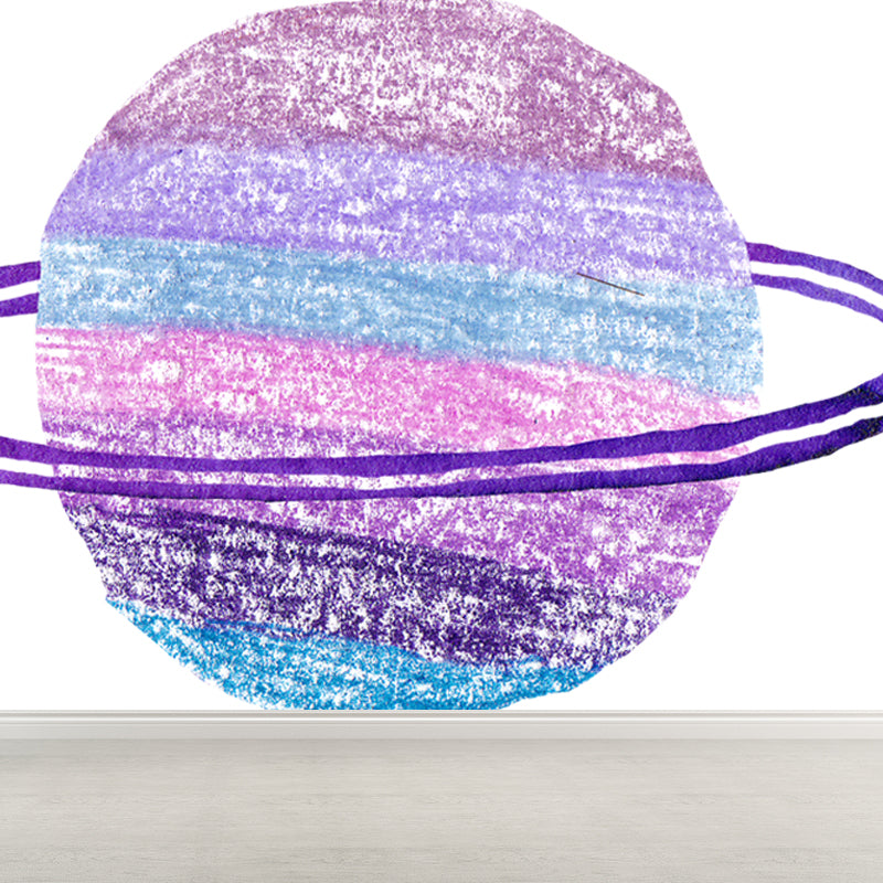 Fictional Ringed Planet Mural Wallpaper Colorful Moisture Resistant Wall Art for Nursery Clearhalo 'Wall Decor' 'Wall Mural' 1806645