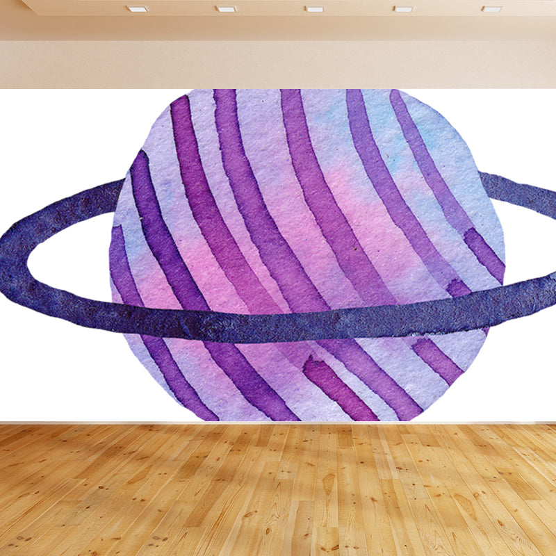Fictional Ringed Planet Mural Wallpaper Colorful Moisture Resistant Wall Art for Nursery Clearhalo 'Wall Decor' 'Wall Mural' 1806655