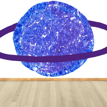 Fictional Ringed Planet Mural Wallpaper Colorful Moisture Resistant Wall Art for Nursery Blue Clearhalo 'Wall Decor' 'Wall Mural' 1806658