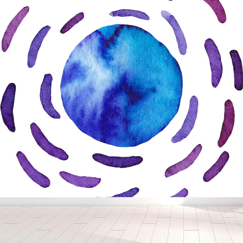 Science Fiction Universe Sphere Mural Bright Color Waterproofing Wall Covering for Bedroom Light Blue Clearhalo 'Wall Decor' 'Wall Mural' 1806673