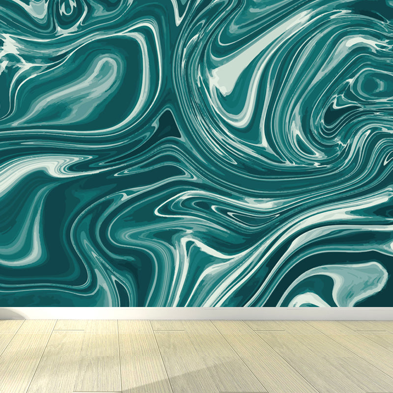 Illustration Waves Print Mural Wallpaper Large Wall Covering for Living Room, Custom Made Clearhalo 'Wall Decor' 'Wall Mural' 1806700