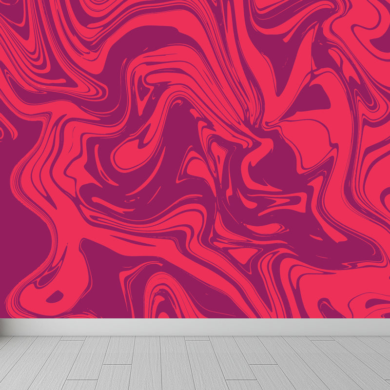 Illustration Waves Print Mural Wallpaper Large Wall Covering for Living Room, Custom Made Red Clearhalo 'Wall Decor' 'Wall Mural' 1806708