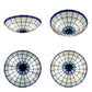 12"/16"/19.5" Wide Bowl Flush Mount Light Tiffany Style Stained Glass Ceiling Flush Light in Blue for Living Room Clearhalo 'Ceiling Lights' 'Close To Ceiling Lights' 'Close to ceiling' 'Flush mount' Lighting' 180673
