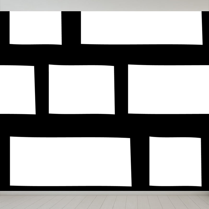 Contemporary Geometrical Wallpaper Mural Black and White Washable Wall Decor for Room Black Design 2 Clearhalo 'Wall Decor' 'Wall Mural' 1806743