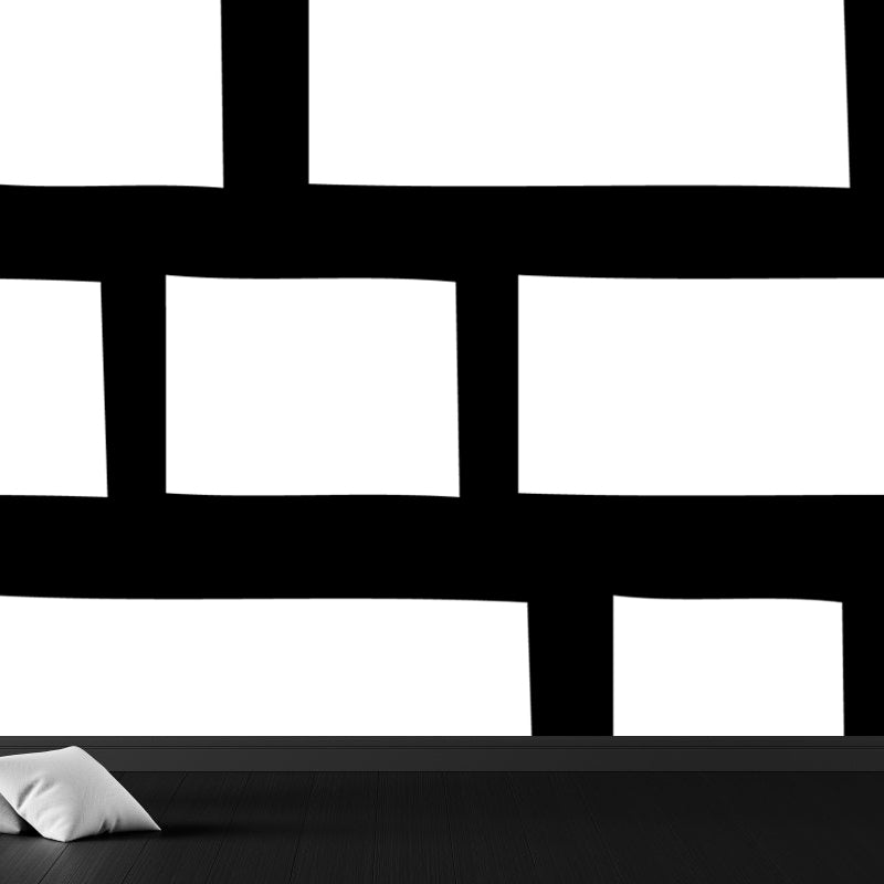 Contemporary Geometrical Wallpaper Mural Black and White Washable Wall Decor for Room Clearhalo 'Wall Decor' 'Wall Mural' 1806744