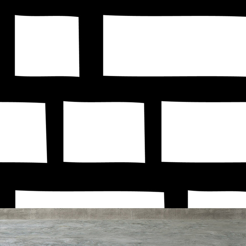 Contemporary Geometrical Wallpaper Mural Black and White Washable Wall Decor for Room Clearhalo 'Wall Decor' 'Wall Mural' 1806745
