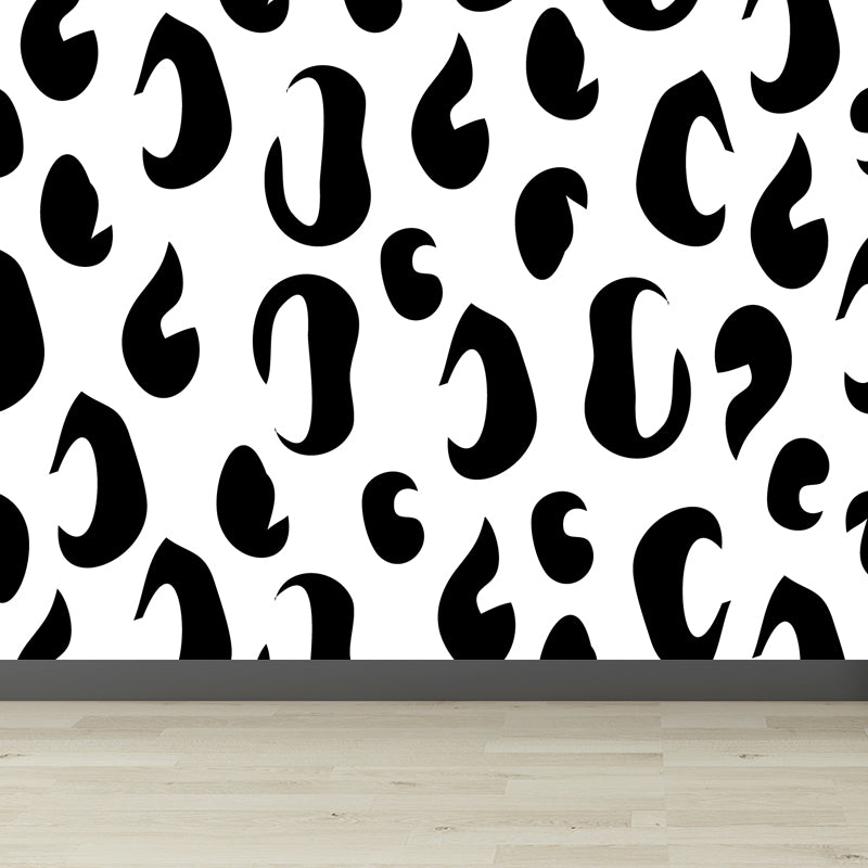 Contemporary Geometrical Wallpaper Mural Black and White Washable Wall Decor for Room Black Design 3 Clearhalo 'Wall Decor' 'Wall Mural' 1806748