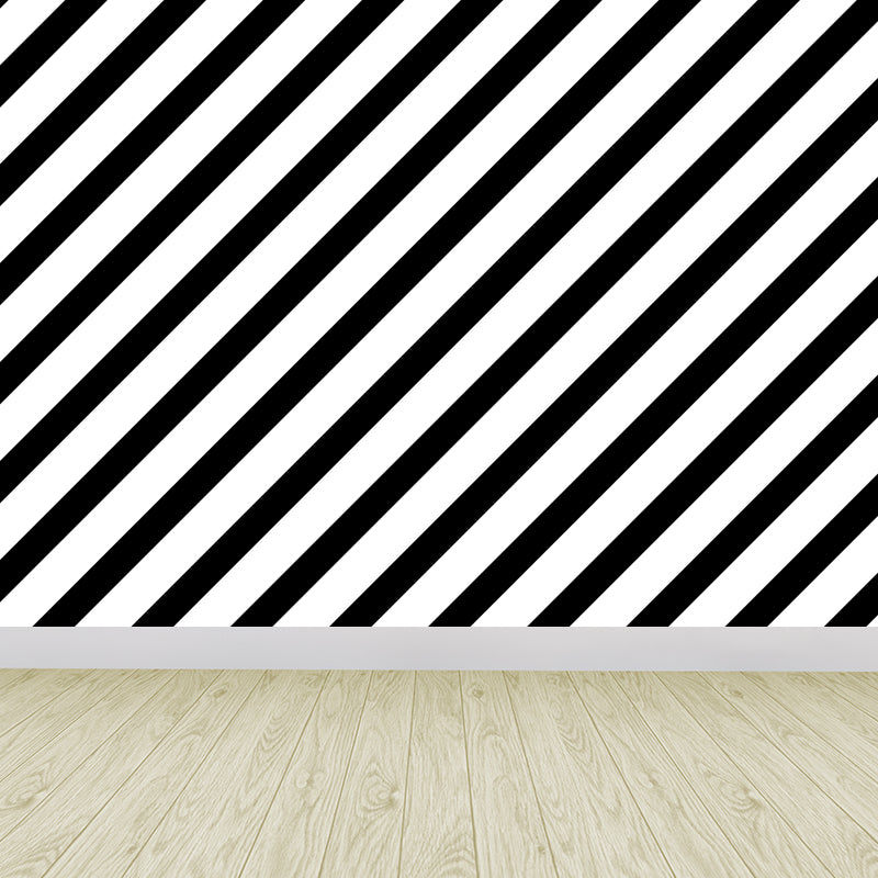 Contemporary Geometrical Wallpaper Mural Black and White Washable Wall Decor for Room Black Design 5 Clearhalo 'Wall Decor' 'Wall Mural' 1806758