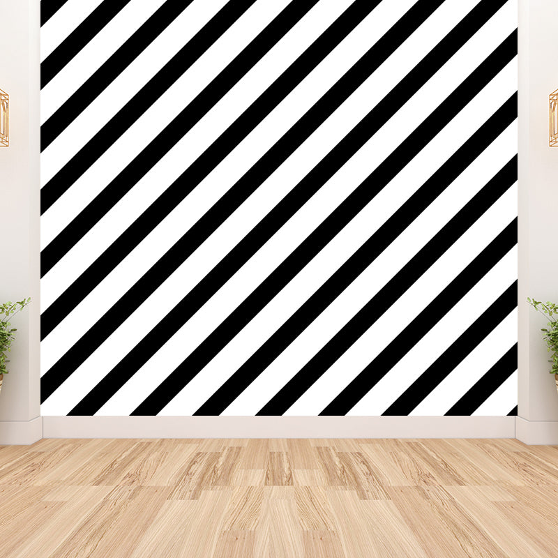 Contemporary Geometrical Wallpaper Mural Black and White Washable Wall Decor for Room Clearhalo 'Wall Decor' 'Wall Mural' 1806759