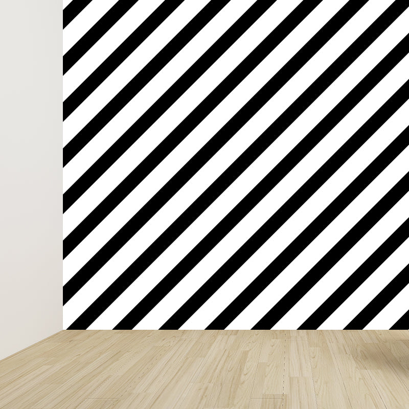 Contemporary Geometrical Wallpaper Mural Black and White Washable Wall Decor for Room Clearhalo 'Wall Decor' 'Wall Mural' 1806760