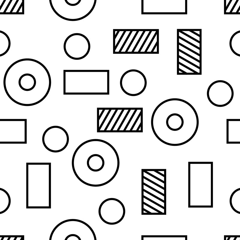 Funny Seamless Geometric Pattern Mural for Boys Bedroom, Black and White, Made to Measure Clearhalo 'Wall Decor' 'Wall Mural' 1806771