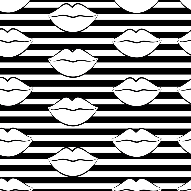 Funny Seamless Geometric Pattern Mural for Boys Bedroom, Black and White, Made to Measure Clearhalo 'Wall Decor' 'Wall Mural' 1806776