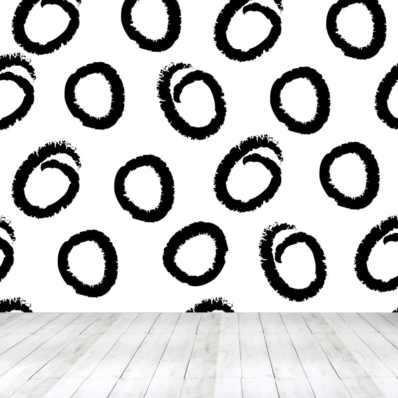 Modern Geometric Wall Paper Mural for Kids Room Custom Wall Covering in Black-White Black Design 4 Clearhalo 'Wall Decor' 'Wall Mural' 1806803