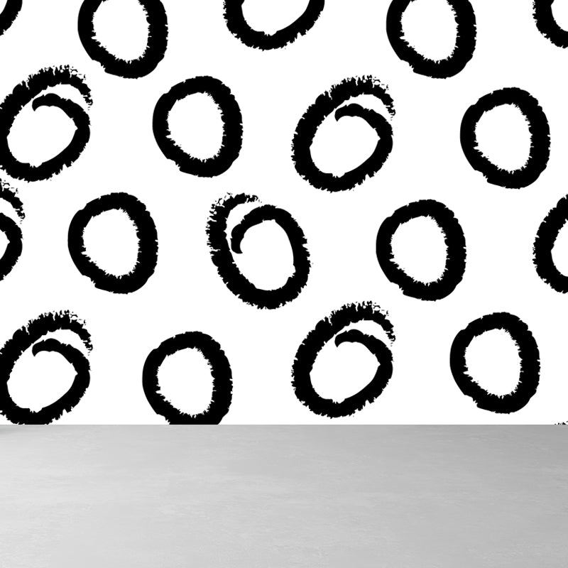 Modern Geometric Wall Paper Mural for Kids Room Custom Wall Covering in Black-White Clearhalo 'Wall Decor' 'Wall Mural' 1806804