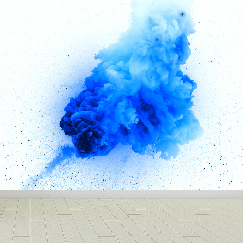 Slow Motion Explosion Scene Mural Modern Moisture Resistant Bedroom Wall Decor, Custom Made Blue Clearhalo 'Wall Decor' 'Wall Mural' 1806993