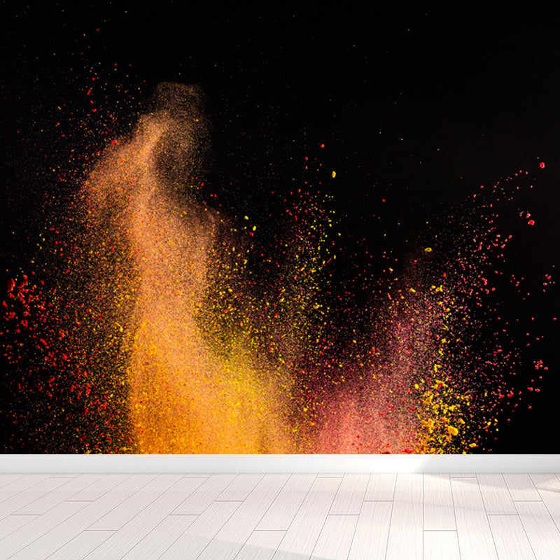 Slow Motion Explosion Scene Mural Modern Moisture Resistant Bedroom Wall Decor, Custom Made Orange Clearhalo 'Wall Decor' 'Wall Mural' 1807003