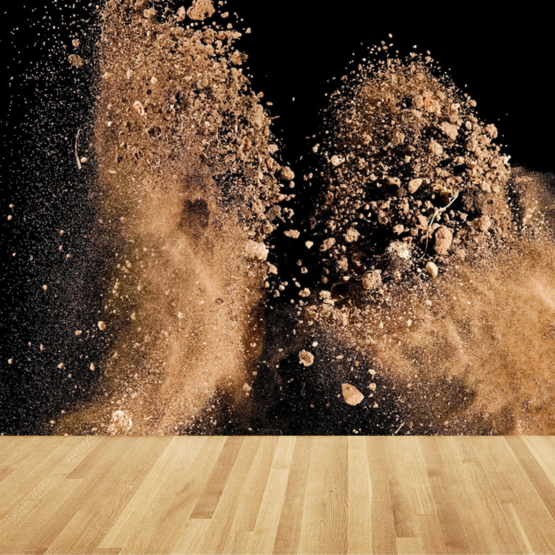 Slow Motion Explosion Scene Mural Modern Moisture Resistant Bedroom Wall Decor, Custom Made Brown Clearhalo 'Wall Decor' 'Wall Mural' 1807008
