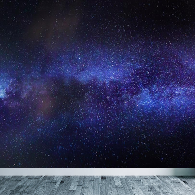 Planet Night Starry Sky Mural Wallpaper Dark Color Modern Wall Covering for Kids Room Purple Clearhalo 'Wall Decor' 'Wall Mural' 1807018