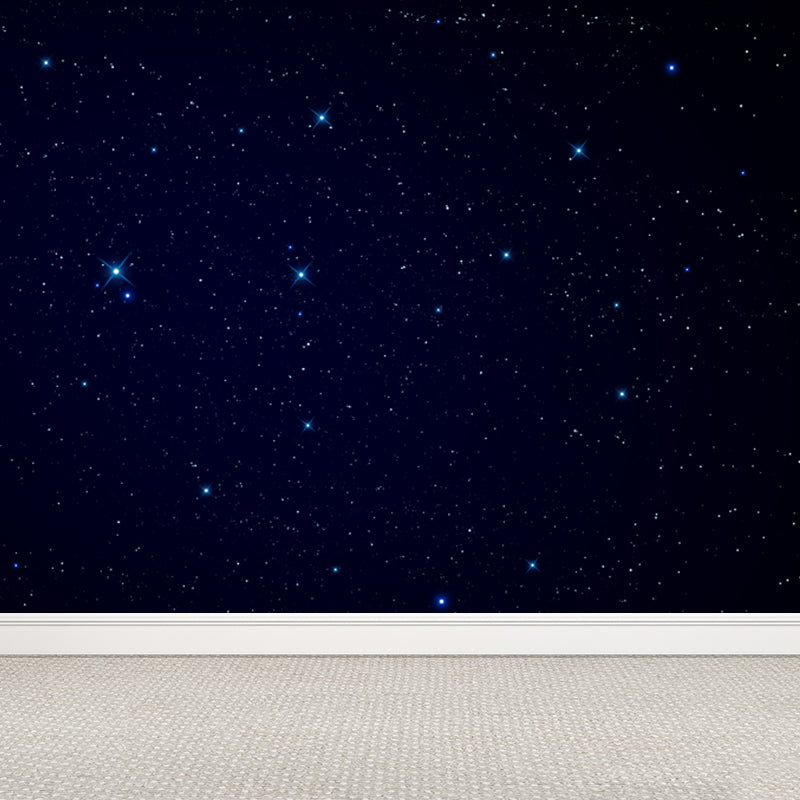 Planet Night Starry Sky Mural Wallpaper Dark Color Modern Wall Covering for Kids Room Clearhalo 'Wall Decor' 'Wall Mural' 1807025