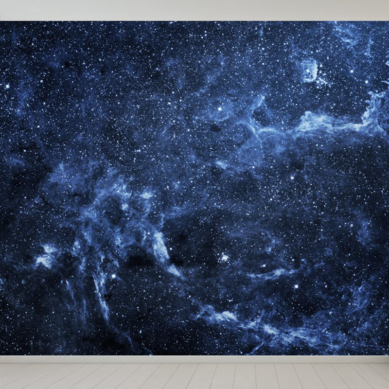 Modern Space Galaxy Wall Mural Dark Color Stain-Proofing Wall Art for Boys Bedroom Blue Clearhalo 'Wall Decor' 'Wall Mural' 1807038