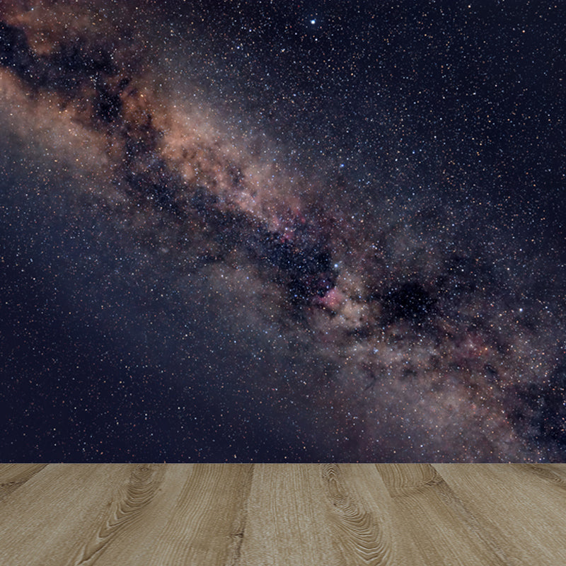 Modern Space Galaxy Wall Mural Dark Color Stain-Proofing Wall Art for Boys Bedroom Grey Clearhalo 'Wall Decor' 'Wall Mural' 1807053