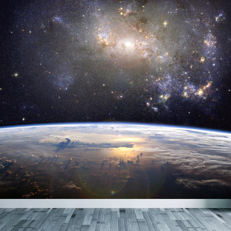 Non-Woven Big Dark Mural Contemporary Milky Way Wall Covering, Custom Size Available Grey Clearhalo 'Wall Decor' 'Wall Mural' 1807088