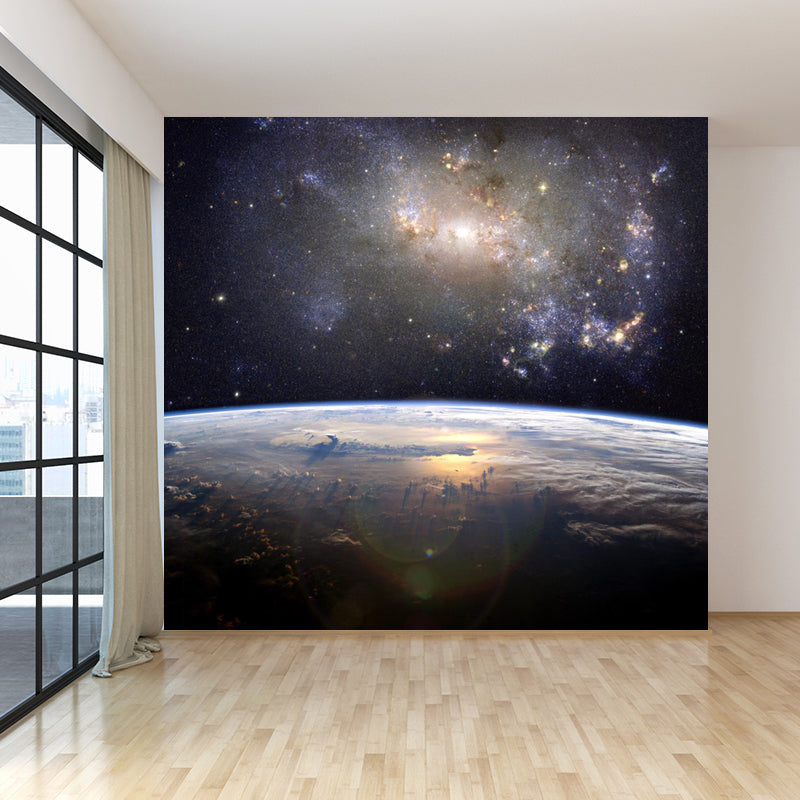Non-Woven Big Dark Mural Contemporary Milky Way Wall Covering, Custom Size Available Clearhalo 'Wall Decor' 'Wall Mural' 1807089