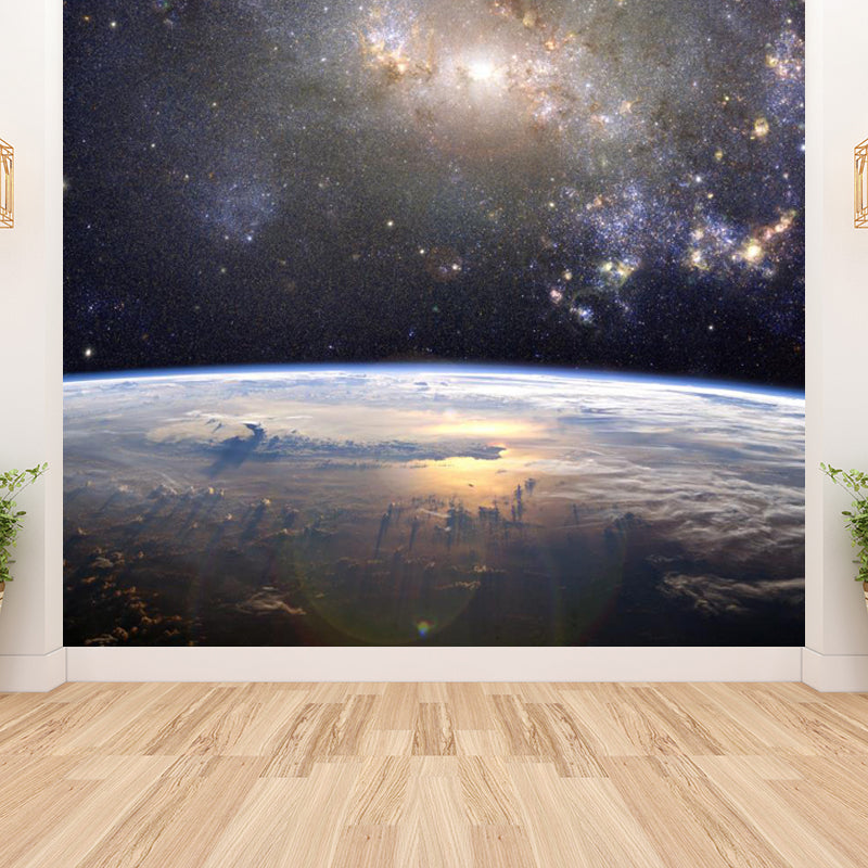 Non-Woven Big Dark Mural Contemporary Milky Way Wall Covering, Custom Size Available Clearhalo 'Wall Decor' 'Wall Mural' 1807090
