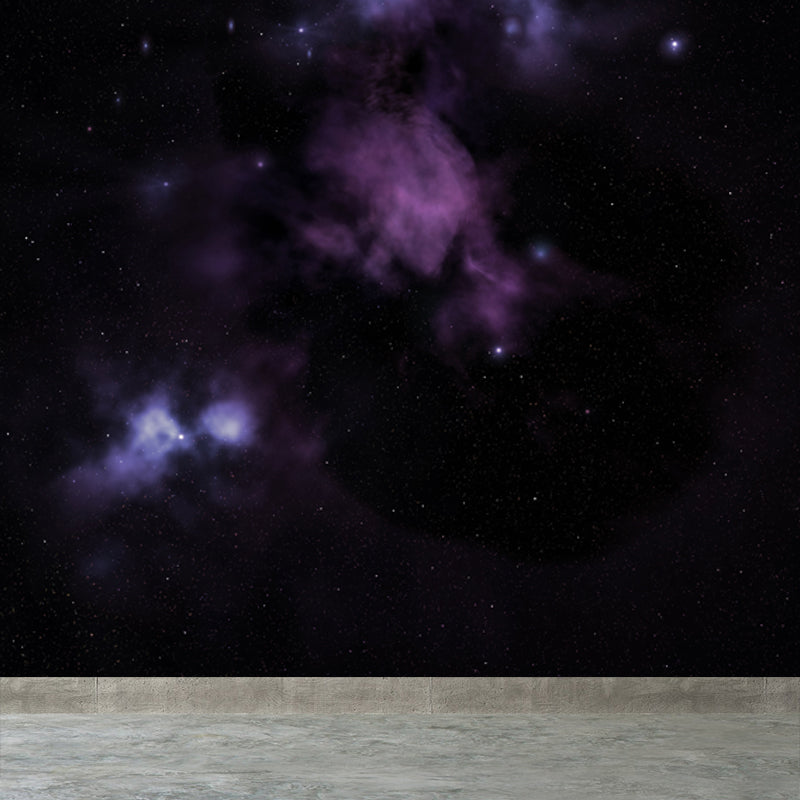Non-Woven Big Dark Mural Contemporary Milky Way Wall Covering, Custom Size Available Purple Clearhalo 'Wall Decor' 'Wall Mural' 1807093