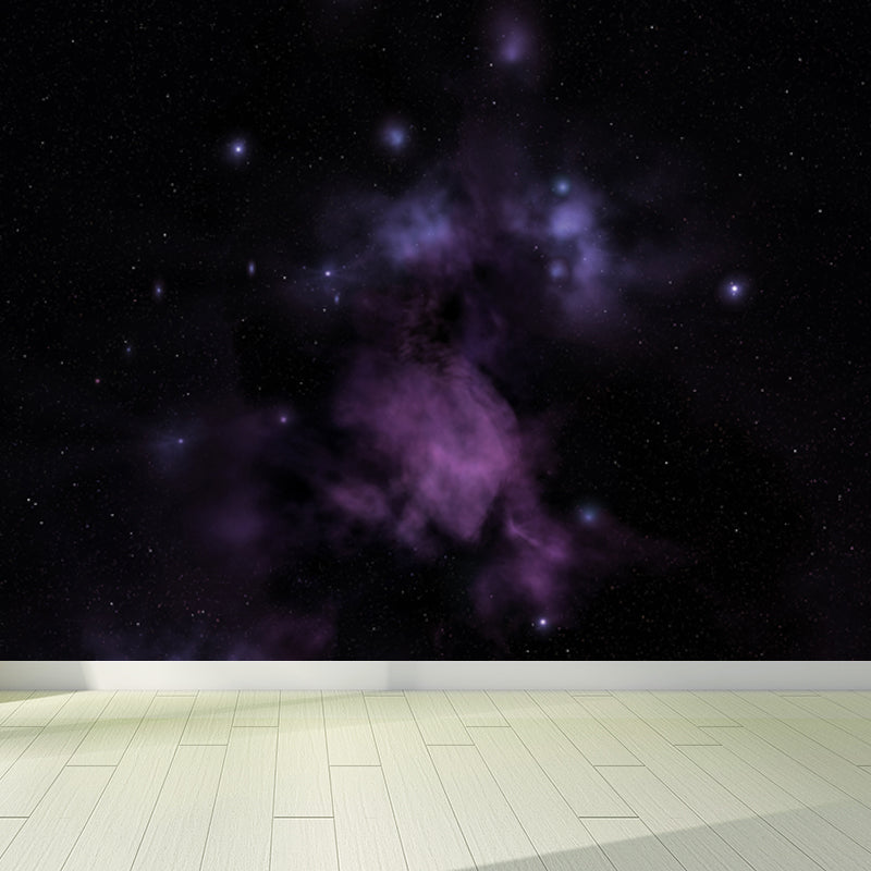 Non-Woven Big Dark Mural Contemporary Milky Way Wall Covering, Custom Size Available Clearhalo 'Wall Decor' 'Wall Mural' 1807095