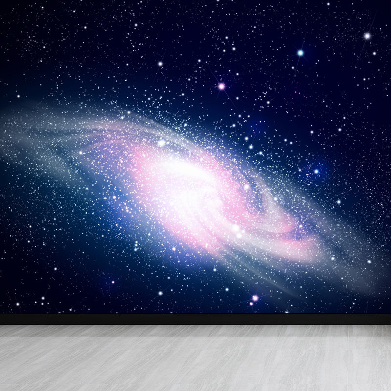 Non-Woven Big Dark Mural Contemporary Milky Way Wall Covering, Custom Size Available Clearhalo 'Wall Decor' 'Wall Mural' 1807099