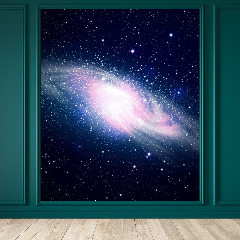 Non-Woven Big Dark Mural Contemporary Milky Way Wall Covering, Custom Size Available Clearhalo 'Wall Decor' 'Wall Mural' 1807100
