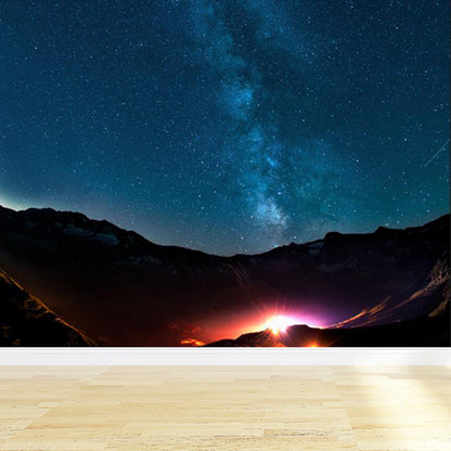 Non-Woven Big Dark Mural Contemporary Milky Way Wall Covering, Custom Size Available Light Blue Clearhalo 'Wall Decor' 'Wall Mural' 1807103