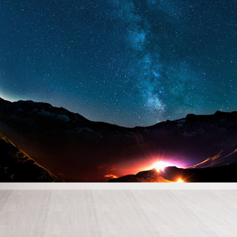 Non-Woven Big Dark Mural Contemporary Milky Way Wall Covering, Custom Size Available Clearhalo 'Wall Decor' 'Wall Mural' 1807104