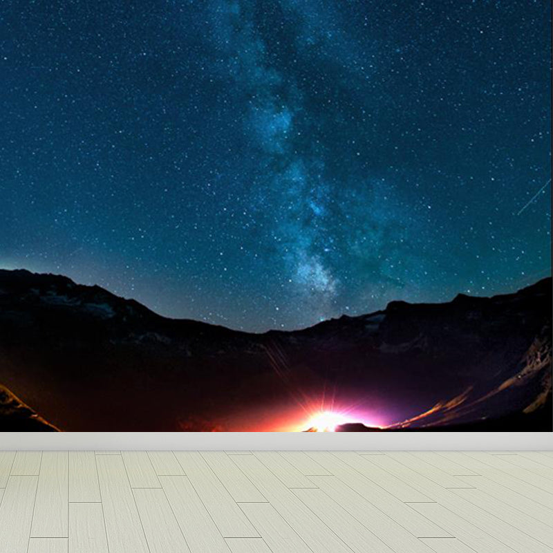 Non-Woven Big Dark Mural Contemporary Milky Way Wall Covering, Custom Size Available Clearhalo 'Wall Decor' 'Wall Mural' 1807105