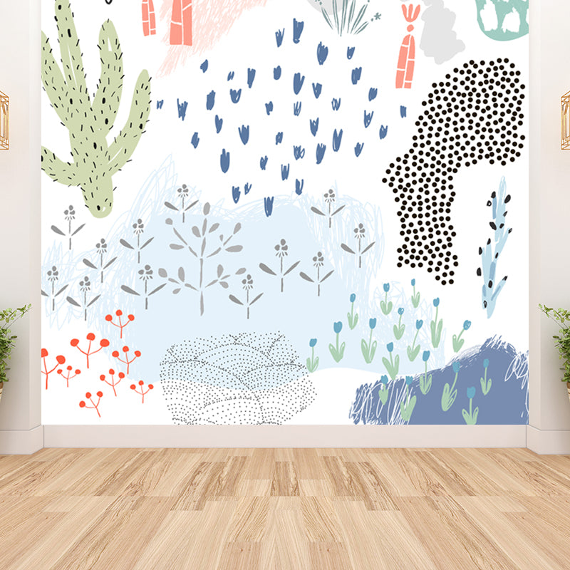 Illustration Flower Wall Mural Decal for House Interior, Soft Color, Made to Measure Clearhalo 'Wall Decor' 'Wall Mural' 1807155