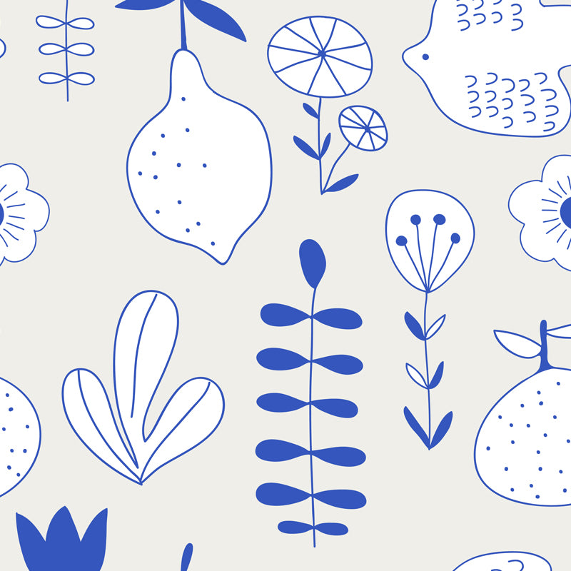 Illustration Flower Wall Mural Decal for House Interior, Soft Color, Made to Measure Clearhalo 'Wall Decor' 'Wall Mural' 1807161