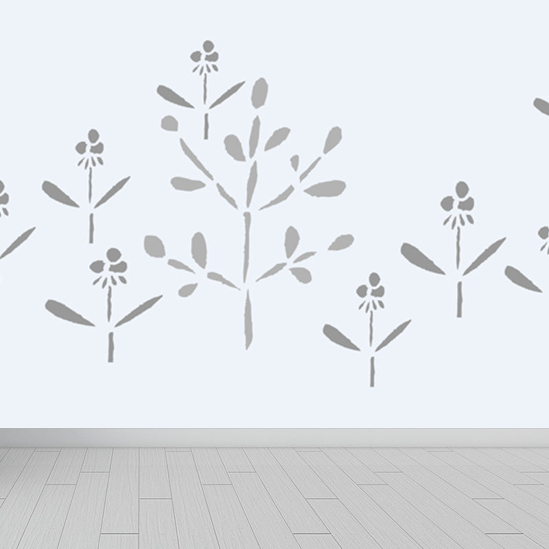 Large Flower Wall Paper Mural Modernist Pretty Plant Wall Covering in Light Color Grey Clearhalo 'Wall Decor' 'Wall Mural' 1807193
