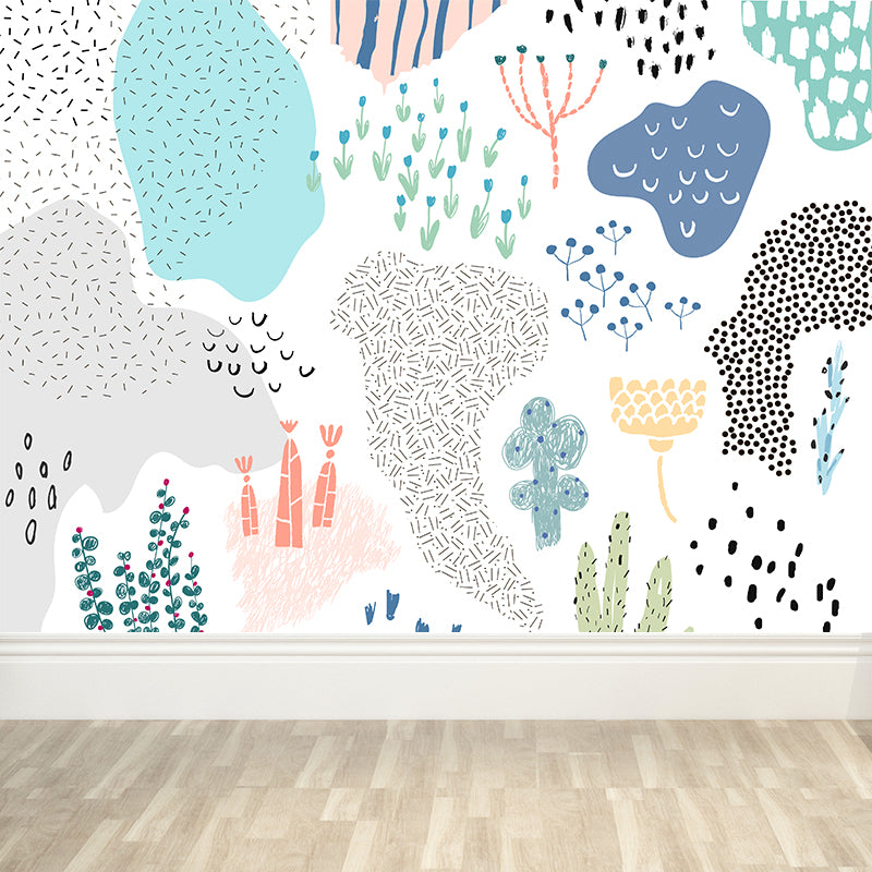 Large Flower Wall Paper Mural Modernist Pretty Plant Wall Covering in Light Color Light Gray Clearhalo 'Wall Decor' 'Wall Mural' 1807208