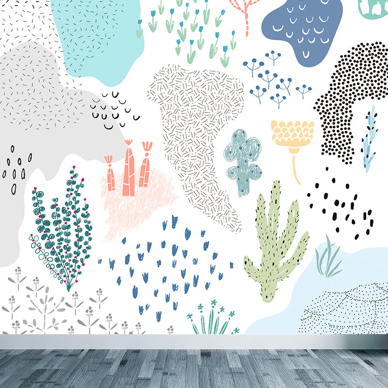 Large Flower Wall Paper Mural Modernist Pretty Plant Wall Covering in Light Color Clearhalo 'Wall Decor' 'Wall Mural' 1807209