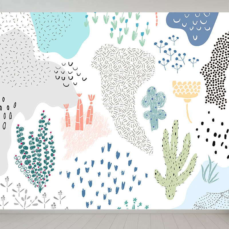 Large Flower Wall Paper Mural Modernist Pretty Plant Wall Covering in Light Color Clearhalo 'Wall Decor' 'Wall Mural' 1807210