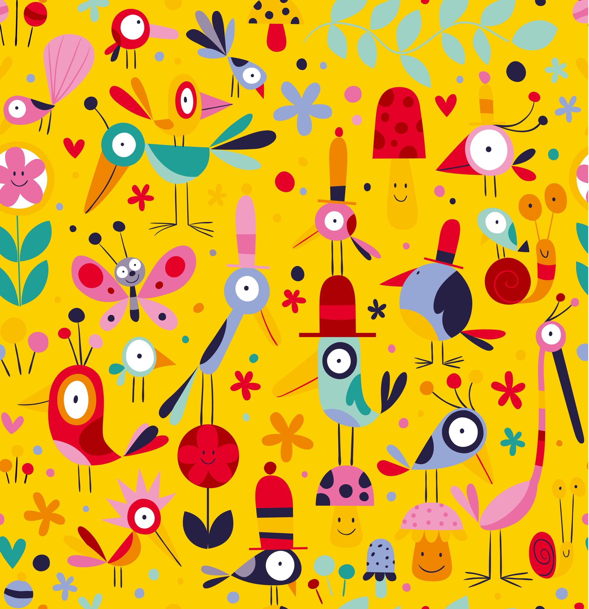 Cartoon Patterned Mural Wallpaper Non-Woven Washable Multicolored Art for Kids Bedroom Yellow Clearhalo 'Wall Decor' 'Wall Mural' 1807215