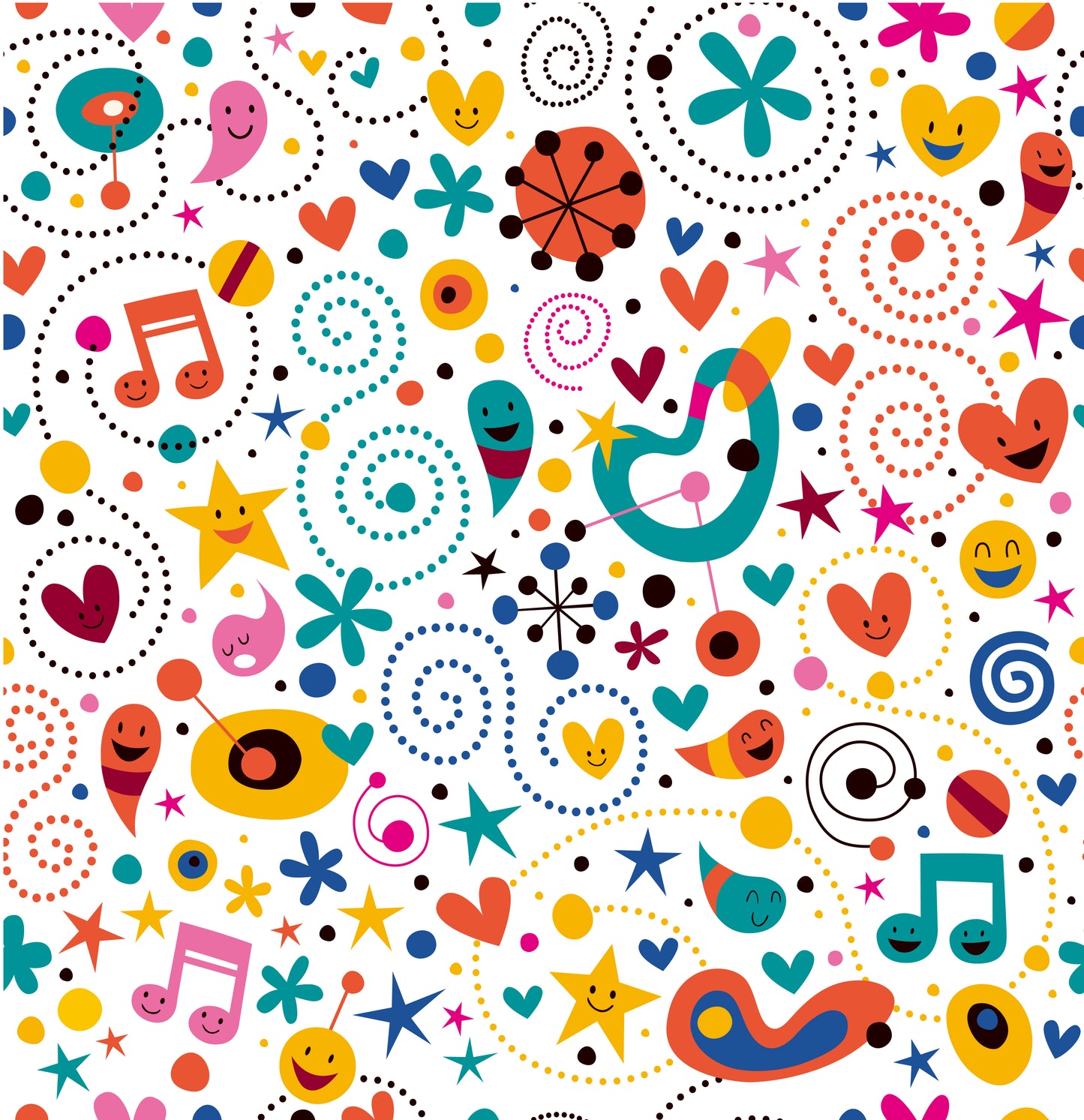 Cartoon Patterned Mural Wallpaper Non-Woven Washable Multicolored Art for Kids Bedroom White Clearhalo 'Wall Decor' 'Wall Mural' 1807219