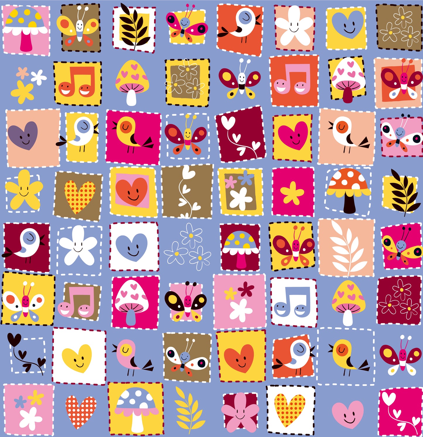 Cartoon Patterned Mural Wallpaper Non-Woven Washable Multicolored Art for Kids Bedroom Purple Clearhalo 'Wall Decor' 'Wall Mural' 1807221