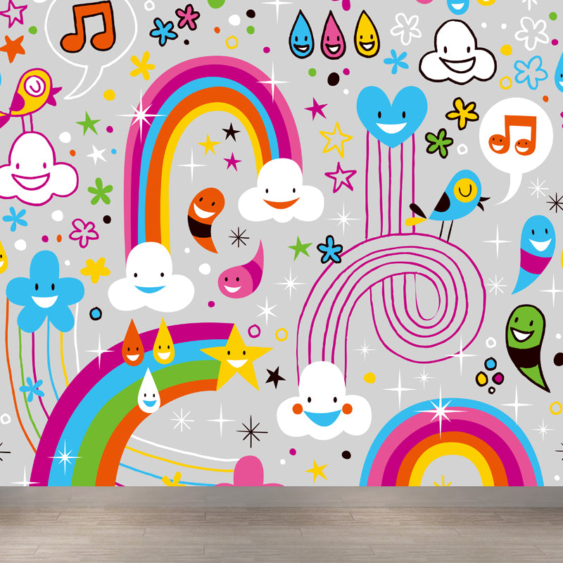 Cartoon Patterned Mural Wallpaper Non-Woven Washable Multicolored Art for Kids Bedroom Clearhalo 'Wall Decor' 'Wall Mural' 1807229